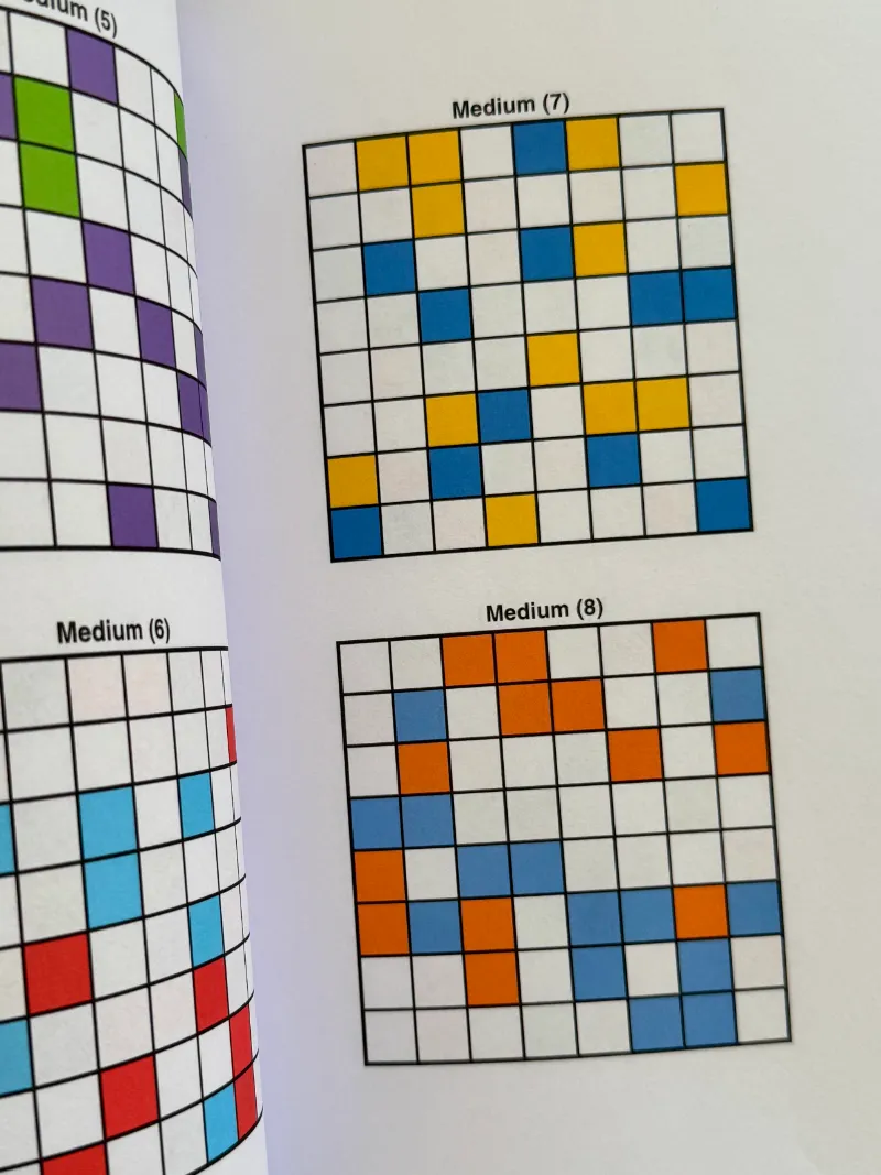 8x8 binary puzzle book sample page